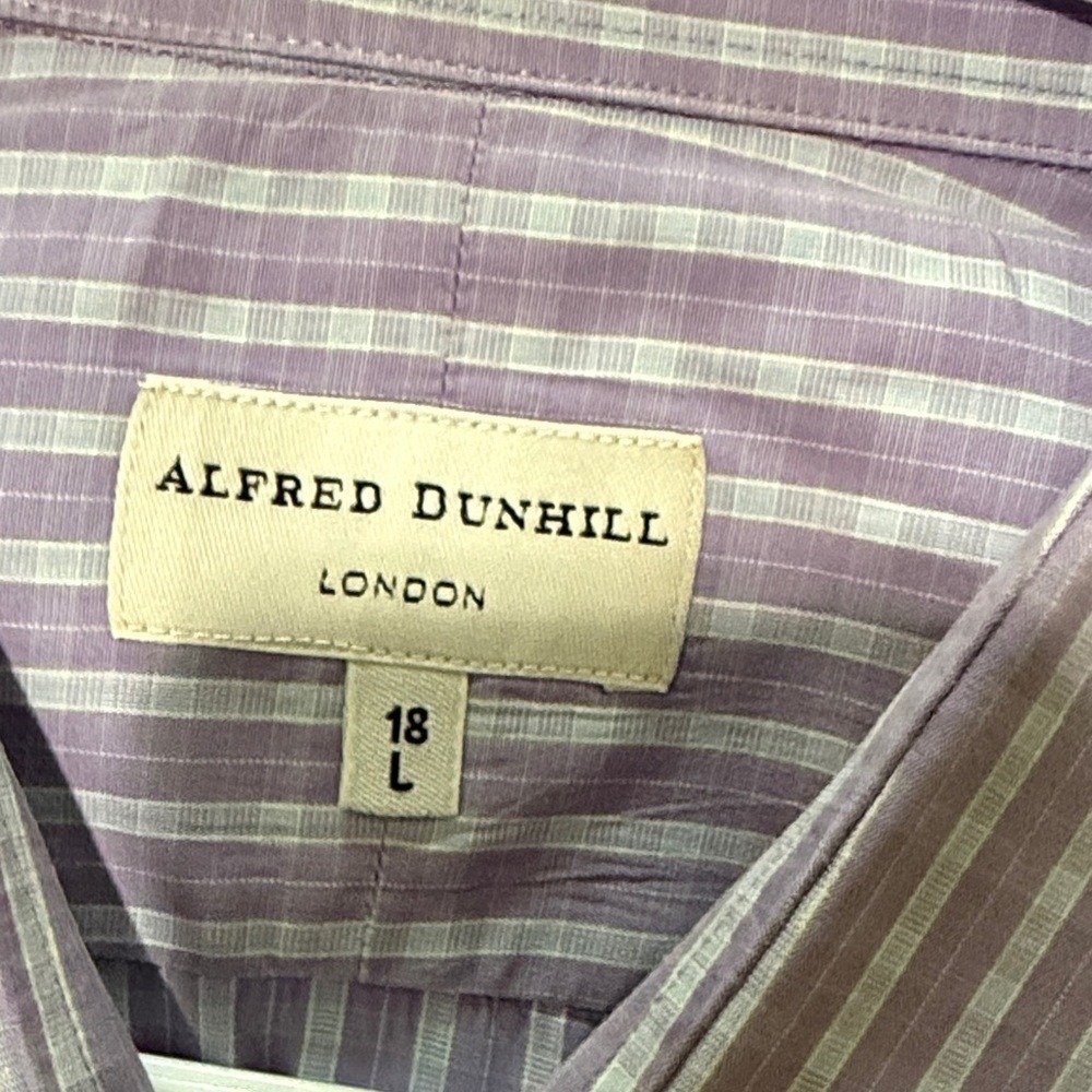 Alfred Dunhill London Purple Stripe Button Down Dress Shirt Men's 18 Large - Picture 2 of 3